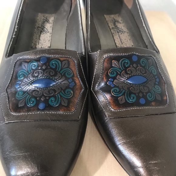 Vintage Brown Metallic Statement Block Heel 6.5 - Picture 1 of 8